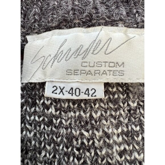 Vintage 90s Schroder Custom gray red plaid shawl cardigan 2X academia retro - Picture 3 of 7